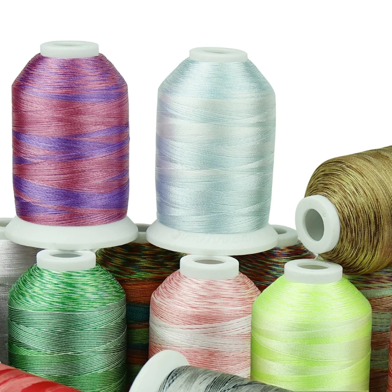 28-color polyester ice silk shiny soft variegated gradient thread for computer embroidery