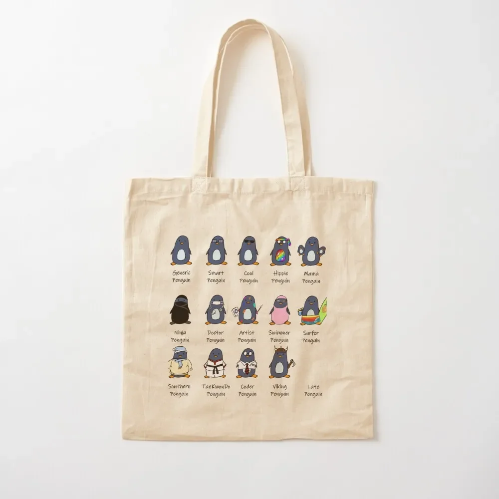 

Types of Penguins Design Tote Bag Gift bags reusable grocery bags Tote Bag