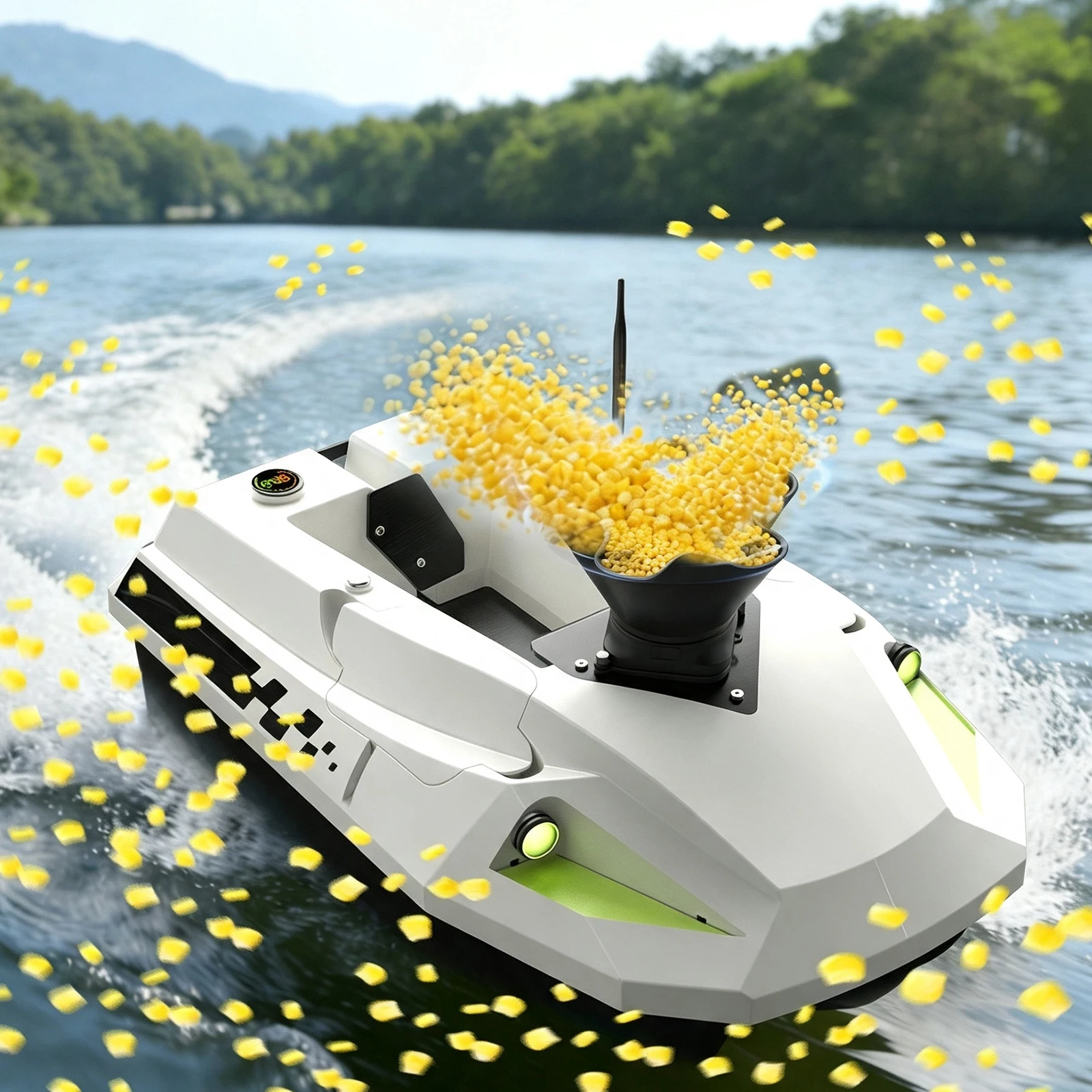 360 Degree Rotating Bait Spreader 2.4GHz Wireless Rechargeable Bait Spreader High Speed Motor Fishing Bait Dispenser