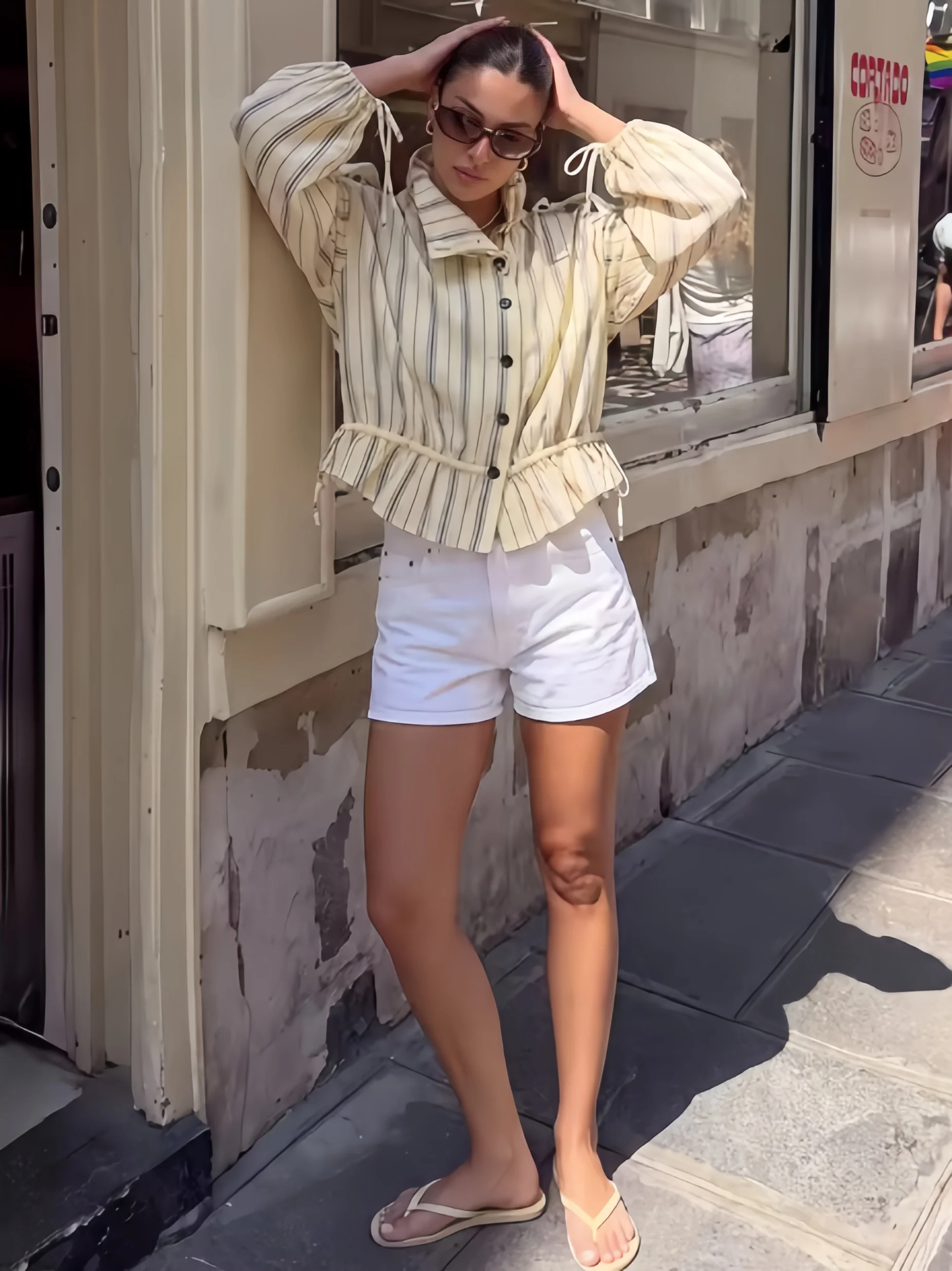 Guobioziy 2026 Women's Striped Stand Collar Jacket Detachable Shoulder Button Jacket Drawstring Hem Long Sleeve Casual Jacket