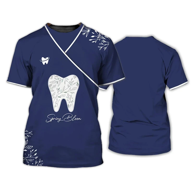 Dentists TShirts Women\'s T-shirt O-neck Personalised Nurses Uniform 3D Print Short Sleeve Oversized Female Casual Ladies Clothes