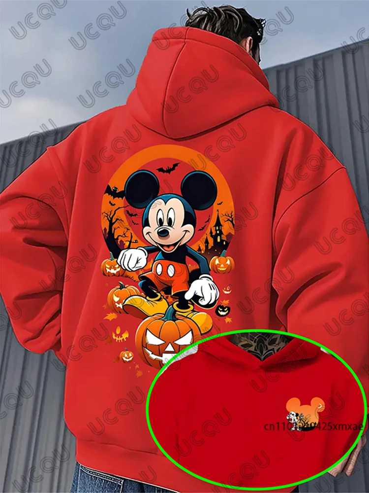 هالوين ديزني ميكي ماوس طباعة الرجال القطن هوديس الخريف الشتاء طويلة الأكمام البلوز عارضة المتضخم للجنسين قمم #5