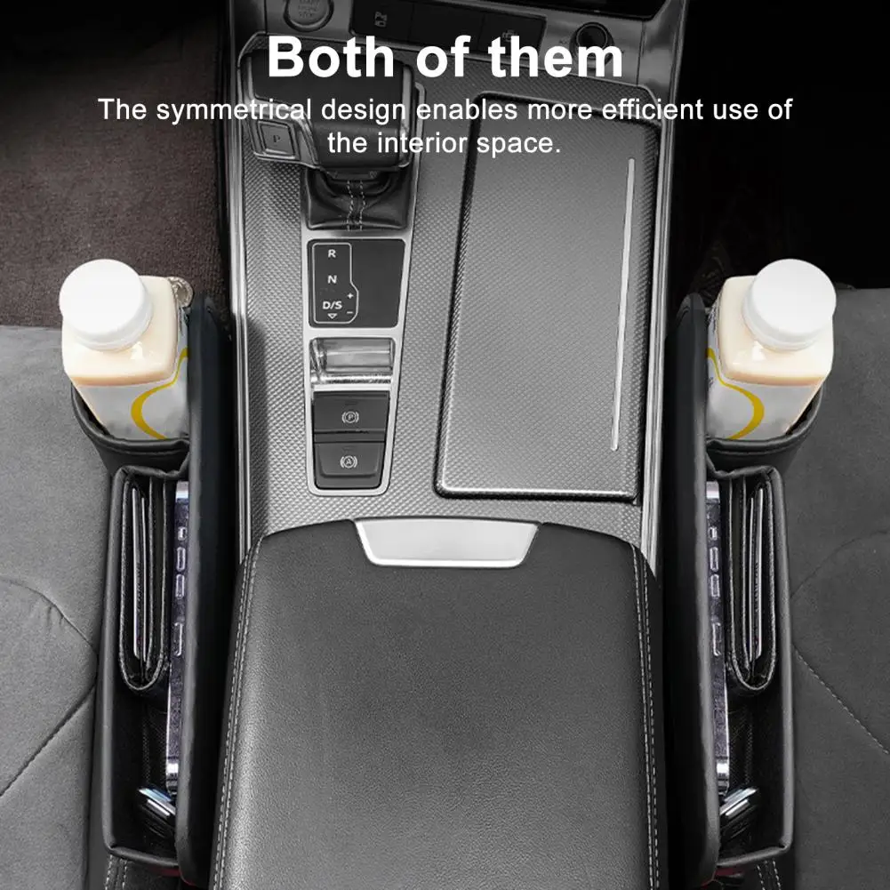 Seat Gap Storage Box Car Seat Gap Organizer with Cup Holder And Phone Key Storage Faux Leather Scratch-Resistant Car Interior Ac