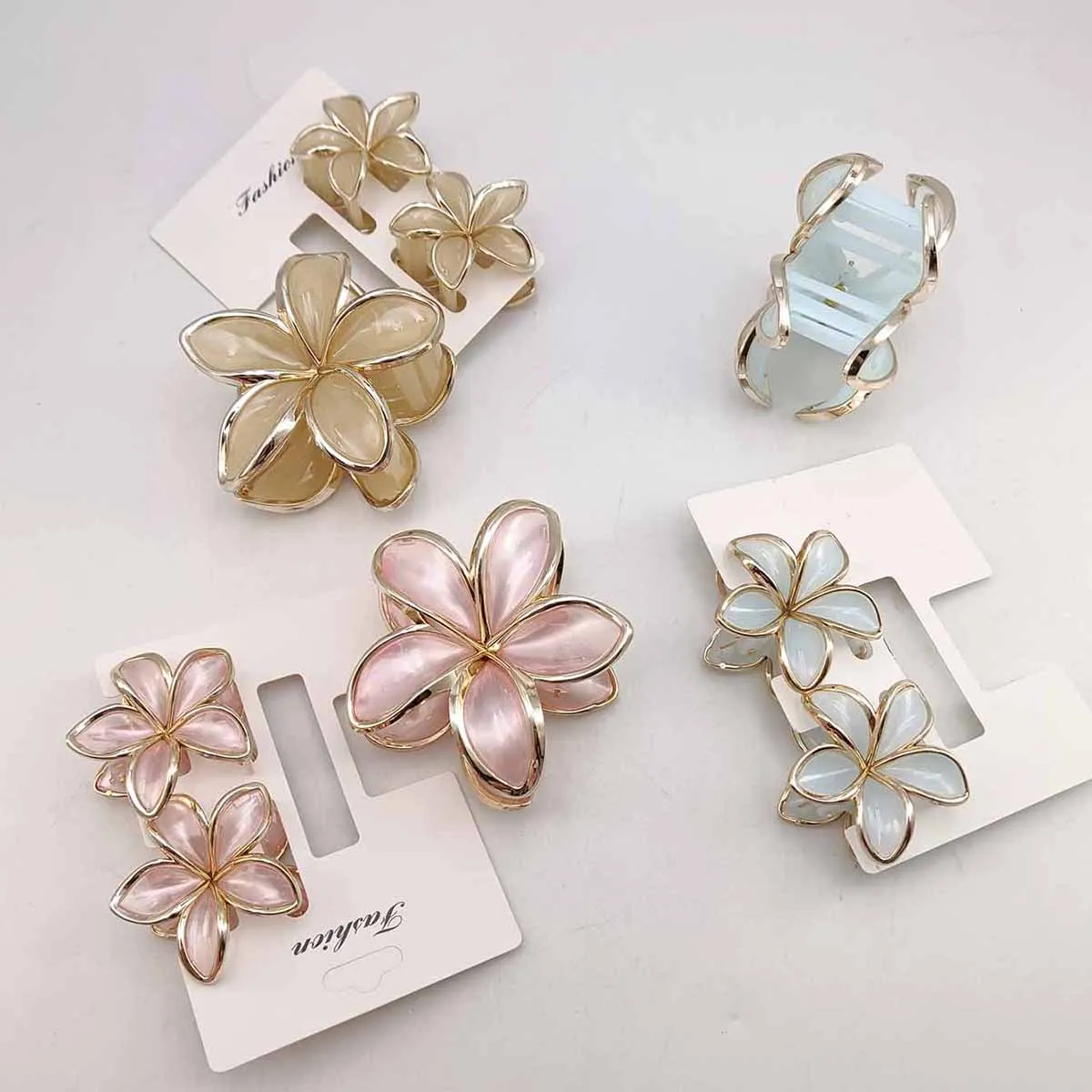 3/9 Teile/satz Blume Haar Clips Frauen Strand Urlaub Haar Klaue Stilvolle Shopping Kopfbedeckungen Weibliche Haar Zubehör – Detail 5