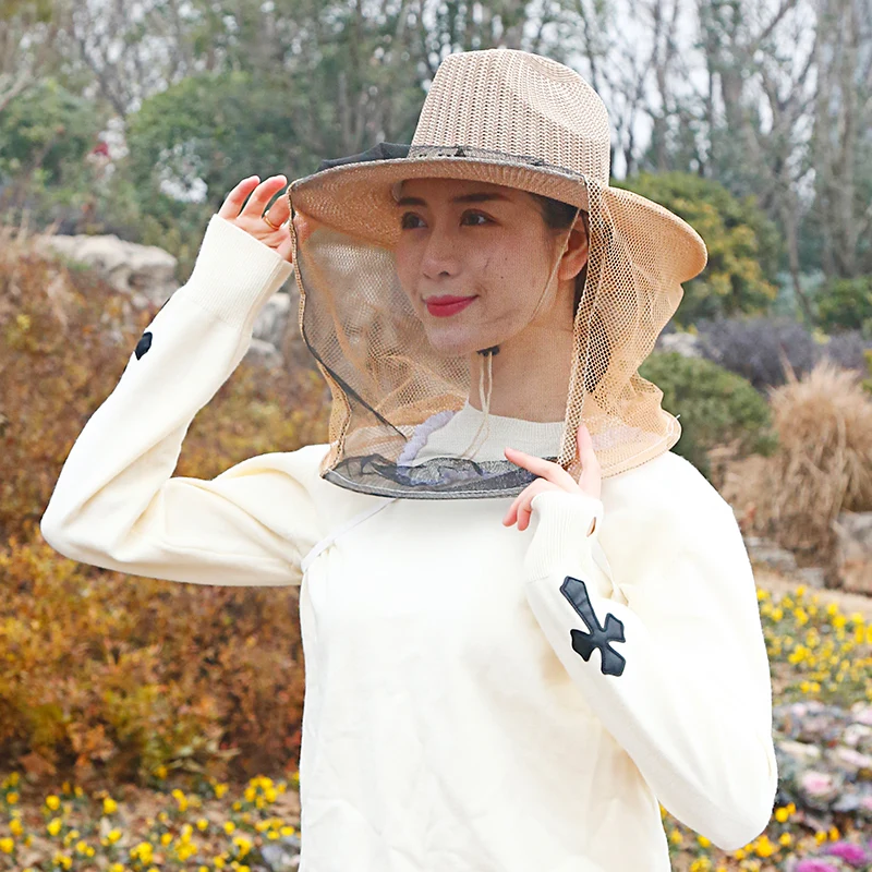 Beekeeper Anti Bee Hat Beehive Beekeeping Cowboy Hat Mosquito Bee Insect Net Veil Head Face Protector Beekeeper Equipment