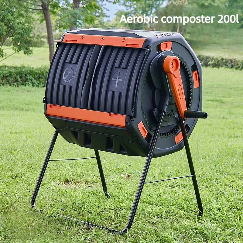 Large Capacity Tipping Compost Bucket Barrel Outdoor Garden & Kitchen Waste Aerobic Fermentation Bin Anti-Corrosion Composter