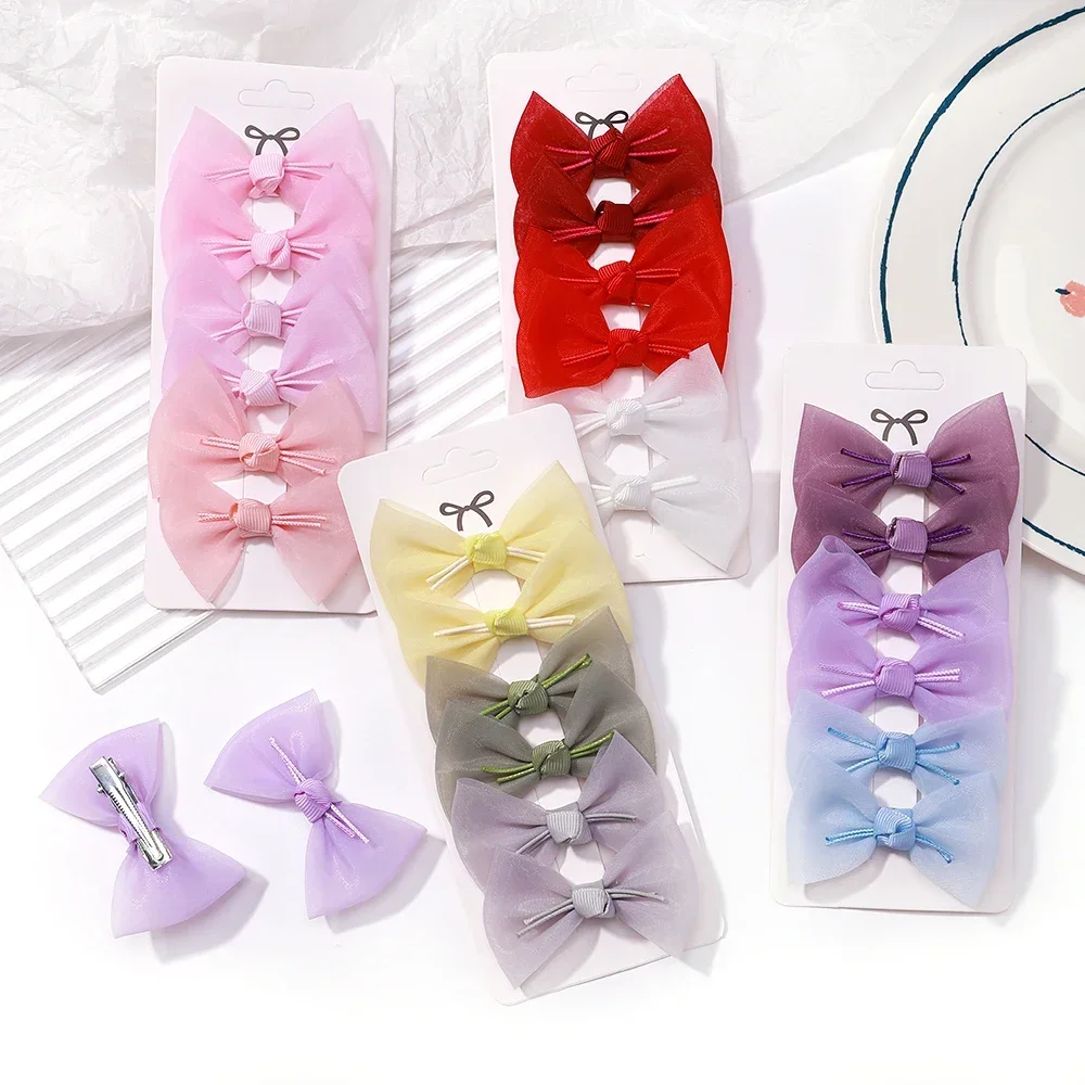 Adorável Lolita Bow Hairpin para Meninas, Pano Lace Hairpin, Grampos de Cabelo, Acessórios para Cabelo Princesa, Presilhas de Bebê, Crianças, Doce, Novo, Atacado, 6pcs por conjunto