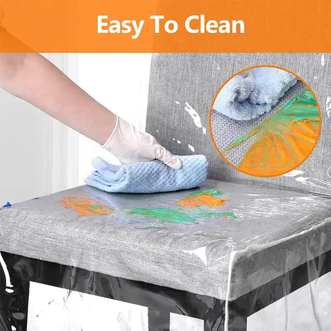 Plastic Dining Chair Covers Waterproof PVC Seat Chair Protector Short/Medium/Long Seat Dustproof Cover For Home Kitchen Bedroom