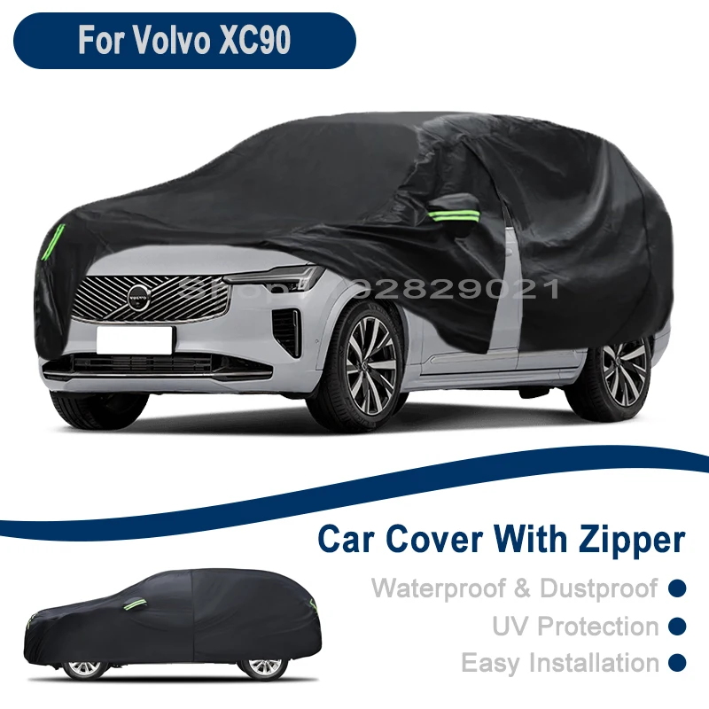 For Volvo XC90 Full Car Cover - Outdoor Universal Full Body Cover With Side Zipper, Waterproof Dustproof Sunshield
