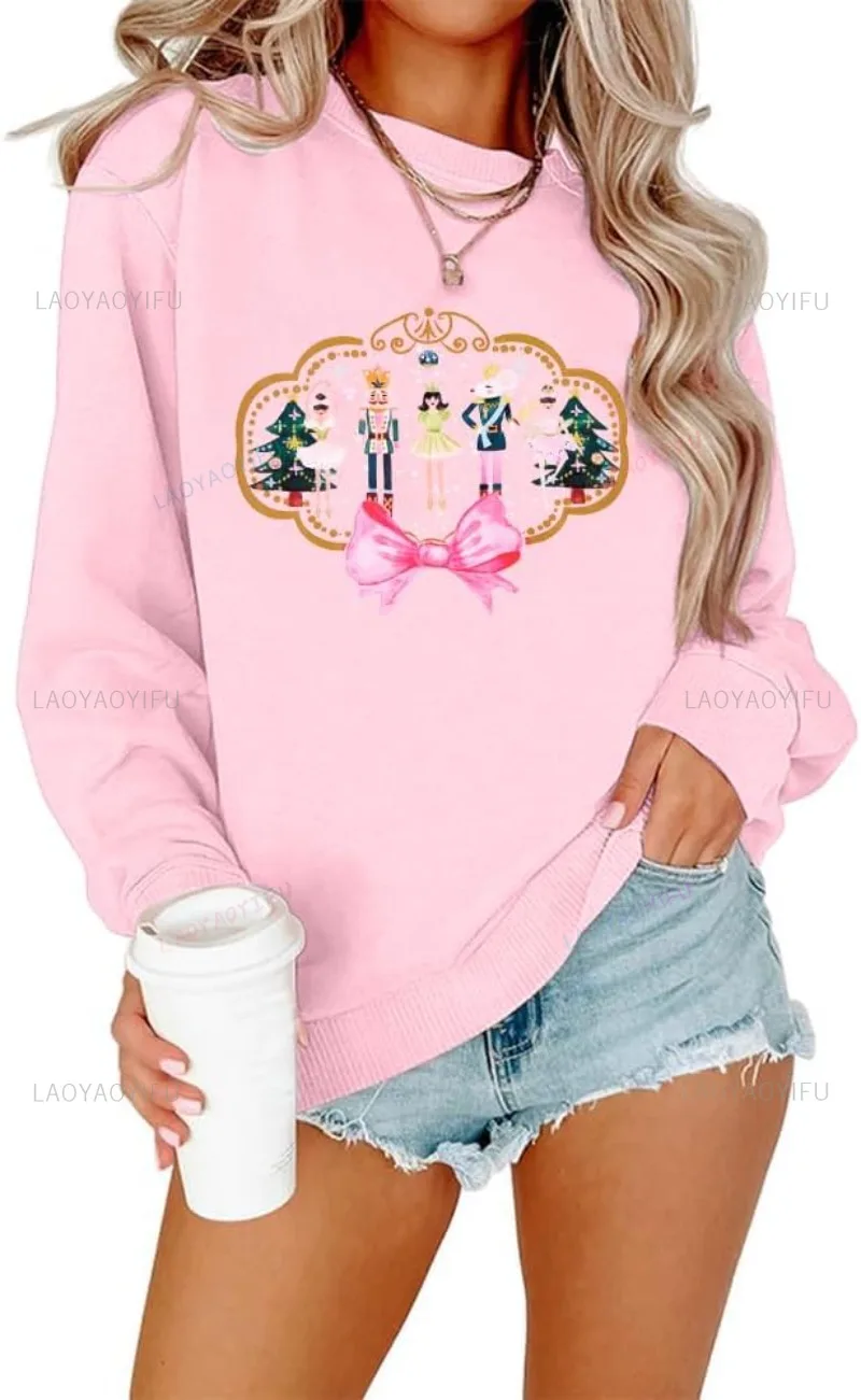 هوديس المرأة عيد الميلاد كسارة البندق البلوز Crewneck قمصان طويلة الأكمام عيد الميلاد البلوز مضحك نمط سترة الملابس