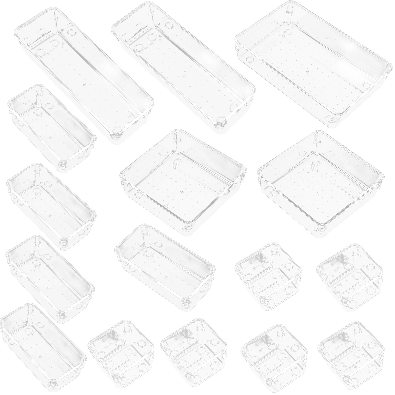

16 Pcs Clear Plastic Drawer ganizers Versatile Dividers Trays for Bathroom Kitchen Vanity Office