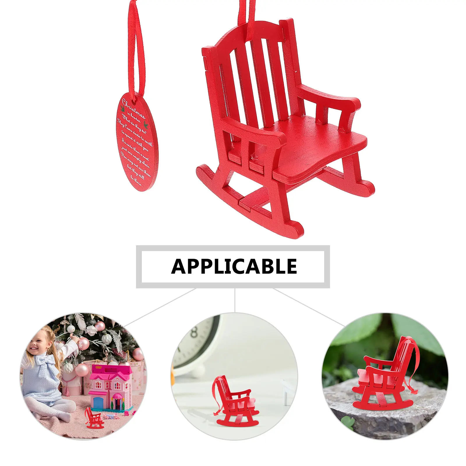

Wooden Ornaments Mini Rocking Chair Vintage Home Decor Christmas Tree Accessories Miniature Furniture Toy Room Simulation Toys