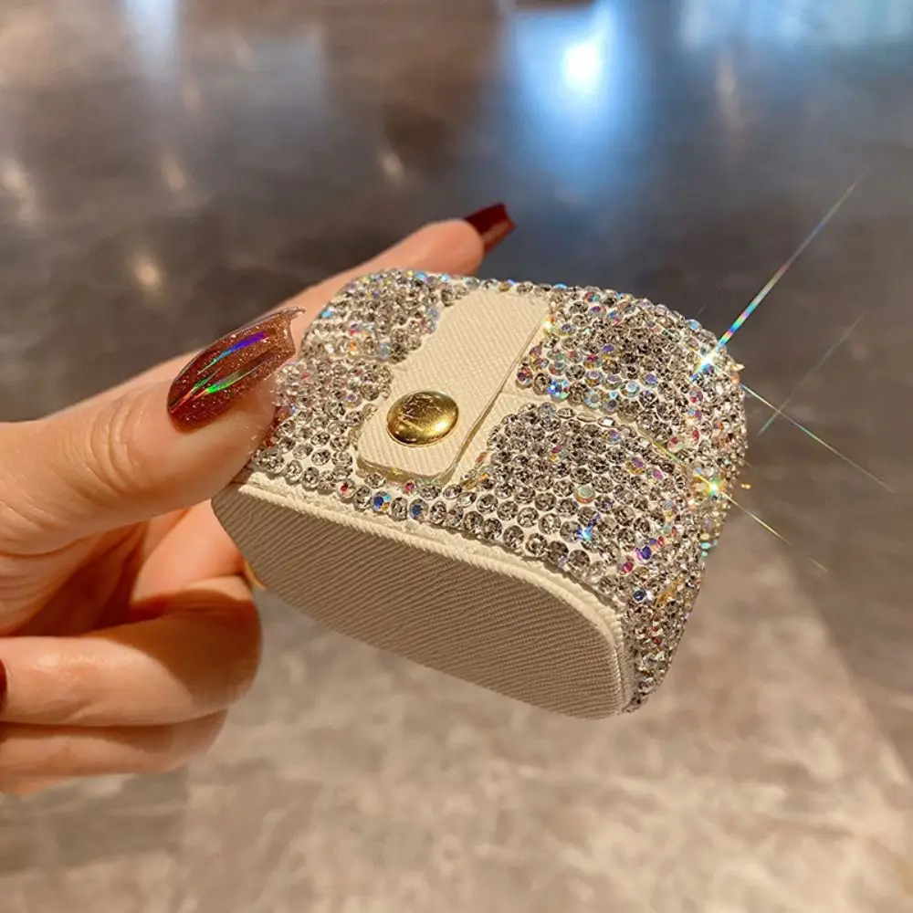 Bling Mini Rhinestone Ring box Luxury Silver Sparkling Jewelry Storage Box Creative Square Necklace Storage Case