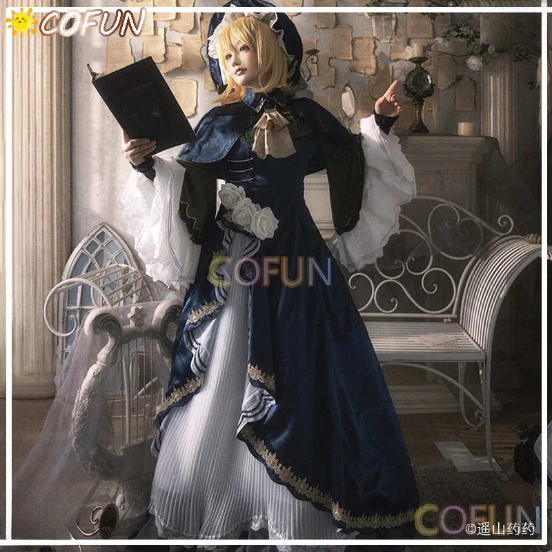 COFUN 39 Evening Moon Watching Dress Rin Cosplay Costume Halloween Kagamine Outfits Women Gorgeous Large Hem Dress Hat