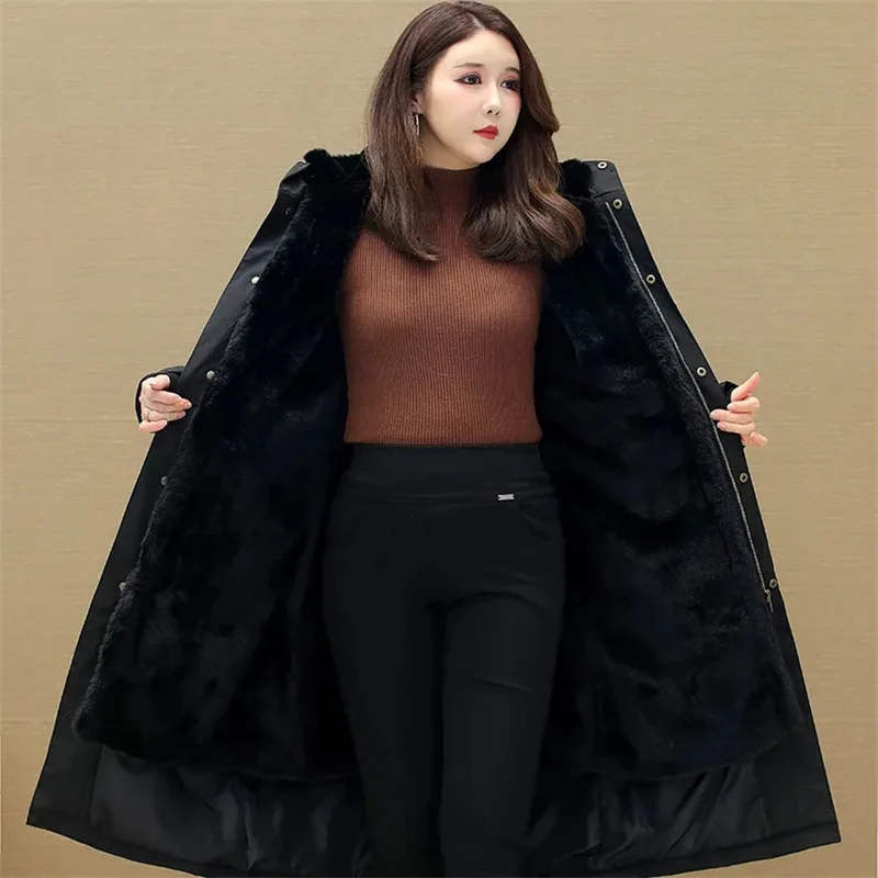 Winter New Women's Pai Overcome Jacket Mink Fur Liner Detachable Padded Coat Fur Integrated Long Overwear Female Large Size Tops