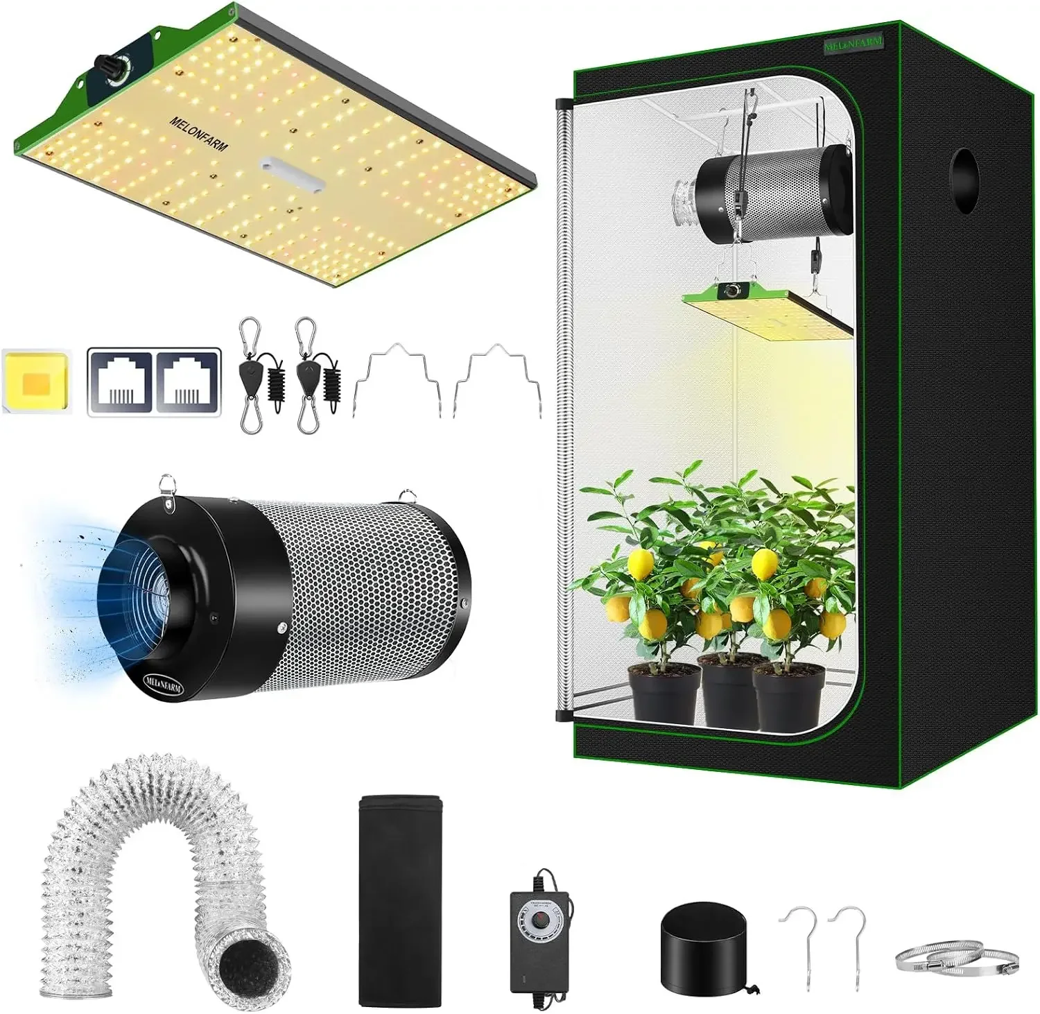 Grow Tent Complete Setup 2x2, 70W Full Spectrum LED Grow Light & 24"x24"x48" Grow Tent Bundle, 4" Efficient Airflow Ventilation
