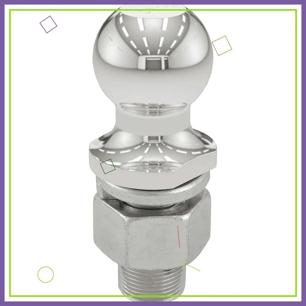 Stainless Steel Trailer Hitch Ball, 10,000 lbs Capacity, 2-Inch Diameter with Secure Shank for Reliable Towing