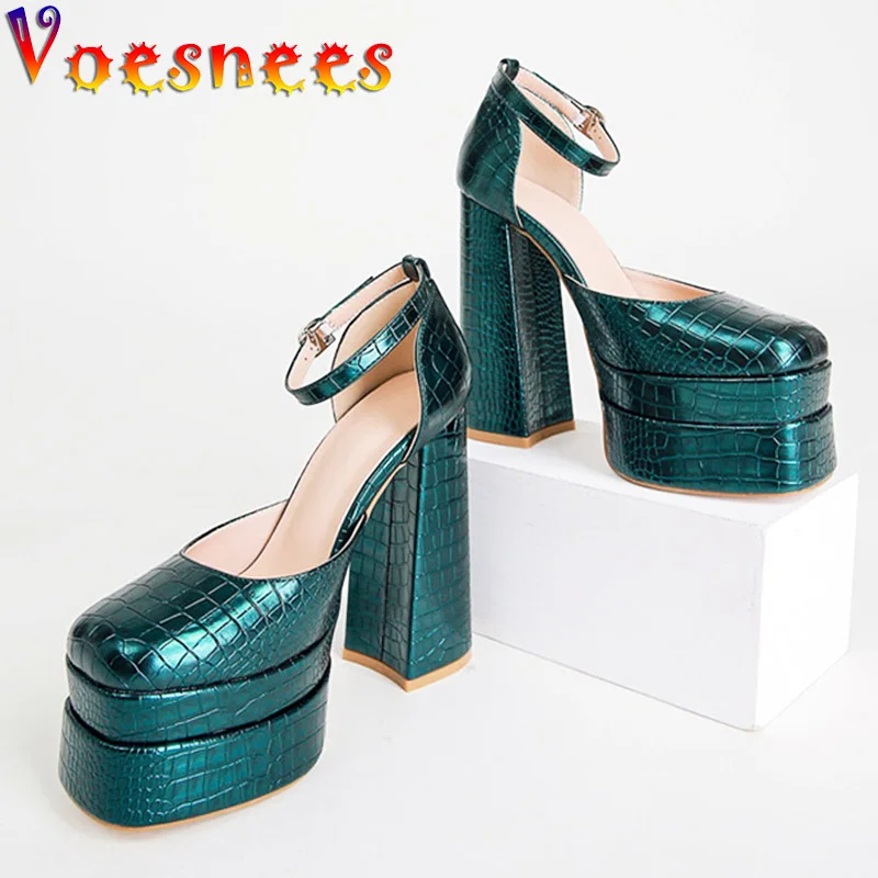 New Square Head Woman High Heels Sandals Summer 2022 Fashion Snake Print Shoes High Platform Buckle Strap Catwalk Show Sandalias