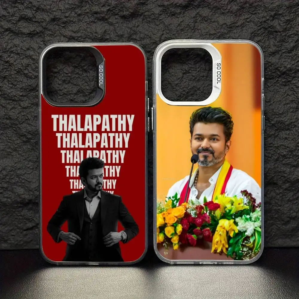 

T-ThalaPathy V-Vijay Actor Phone Case For iPhone 17 16 15 14 13 12 11 Pro Max Plus Silver Matte Black Cover
