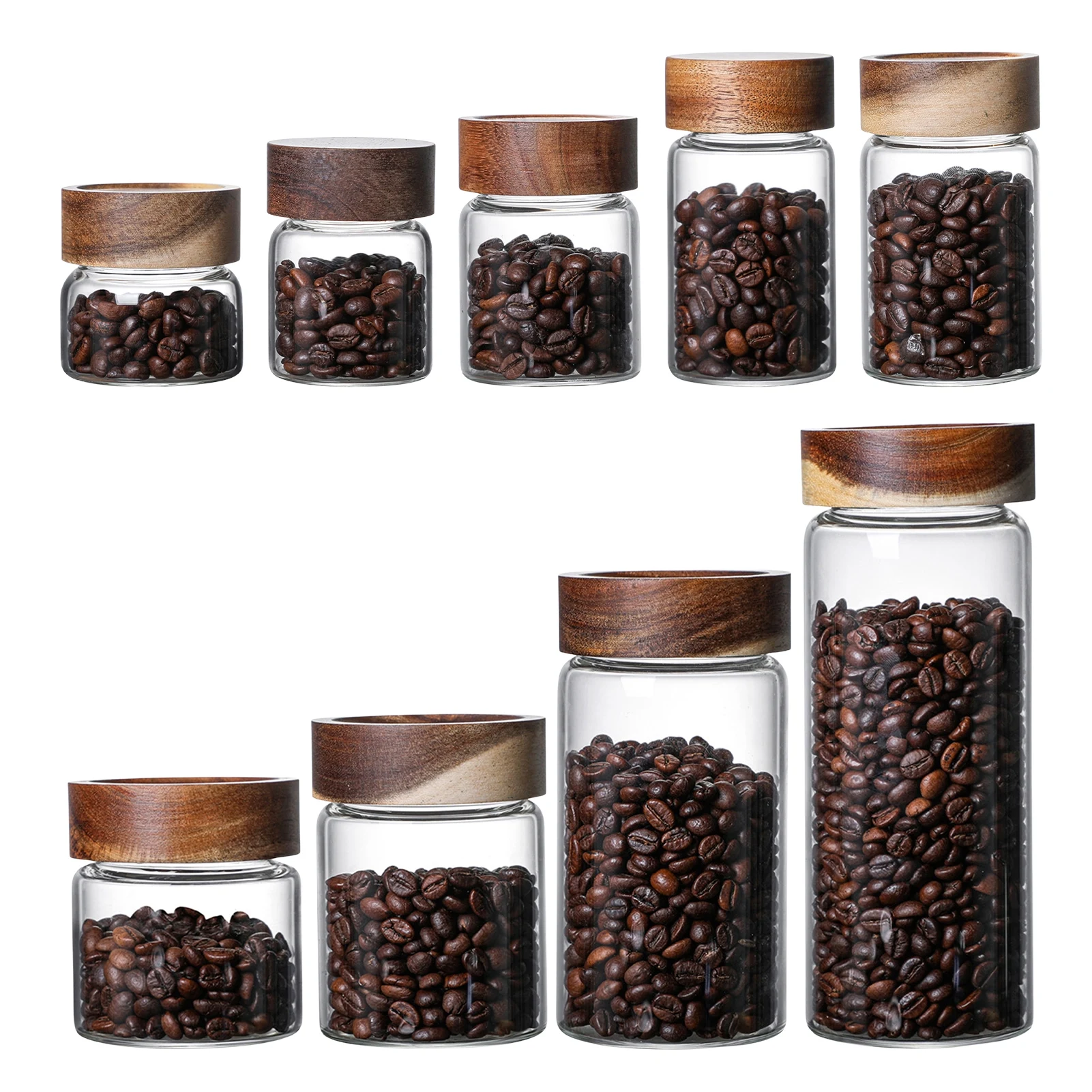 زجاج برطمانات خزف محكمة الإغلاق المطبخ تخزين زجاجات جرة طعام مختوم حاوية الشاي حبوب البن الحبوب علب للحلوى Orgnizer غطاء خشب