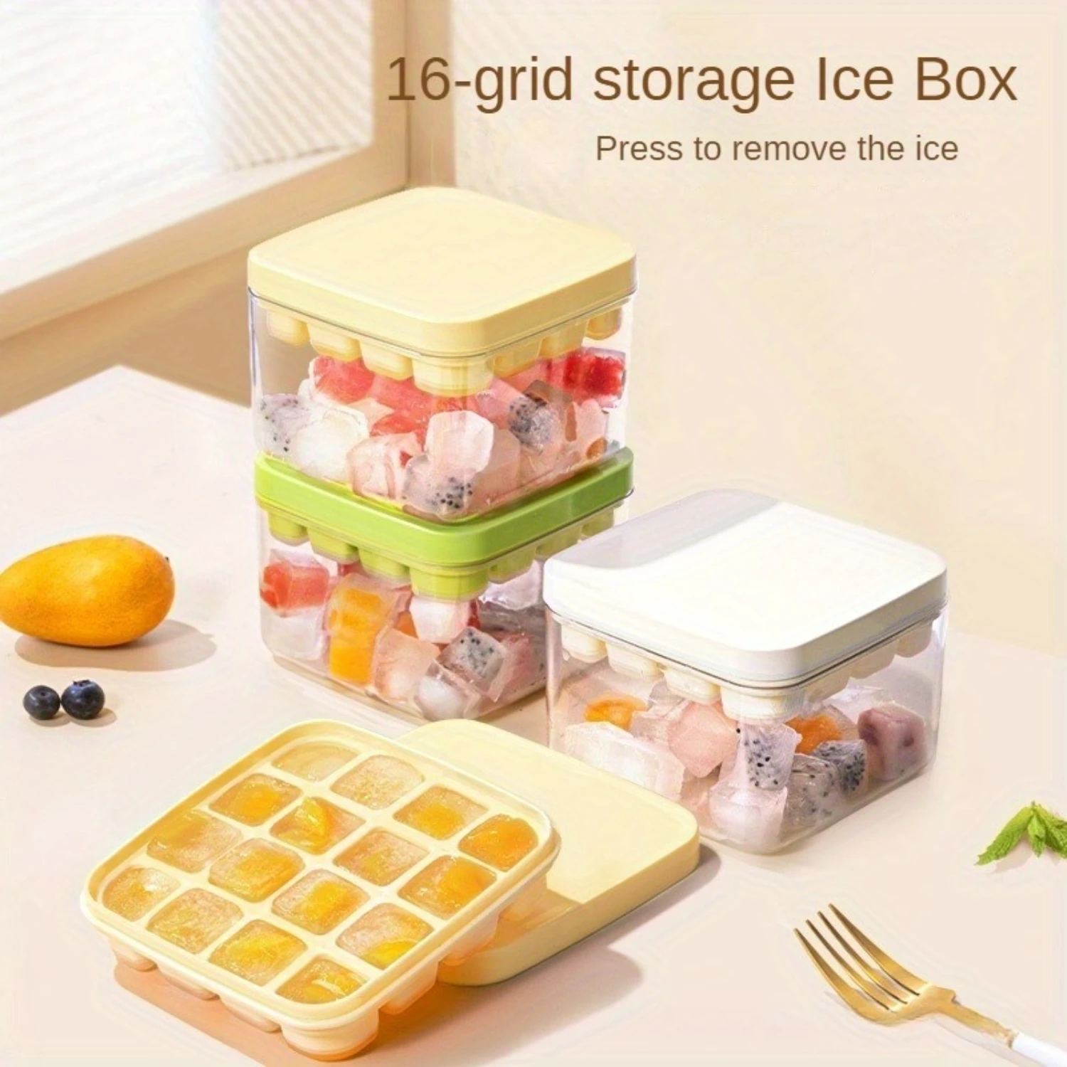 1pc, Ice Cube Mold, Freezer Ice Tray With Lid, Easy To Release Ice Cubes Mold With  Box For Refrigerating Cocktails Whiskey Coff