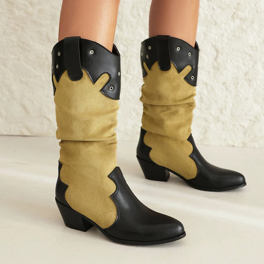 

Ковбойские сапоги в стиле вестерн в стиле пэчворк с острым носком, винтажное платье до колена, женское удобное прогулочное платье, лето 202, хит продаж