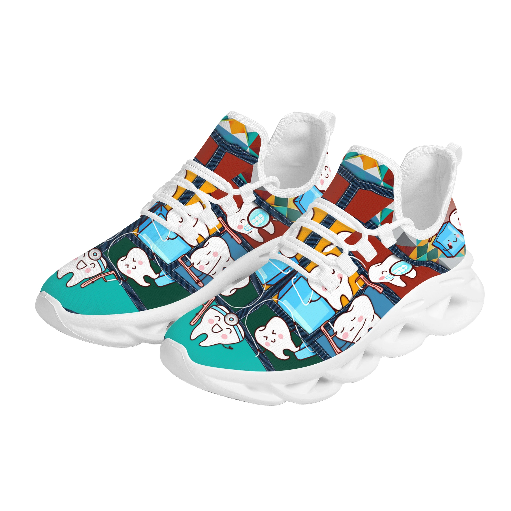 Grappige Cartoon Tand Design Platte Schoenen Moederdag Cadeau Antislip Gezellig Platform Swing Schoenen Nieuwe Trend Tandheelkundige Verpleegsneakers