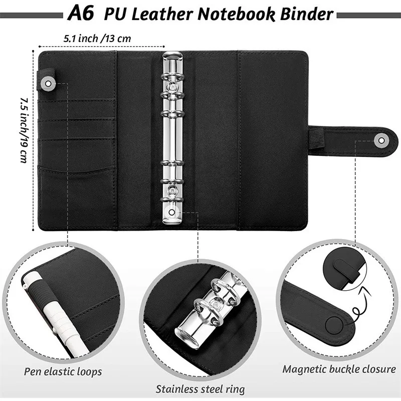 A6 Budget Binders Planner 6 Hole 8 Zipper Envelopes 2 Stickers in One  NoteBook Wallet  For Save Money Organizer  Cash System