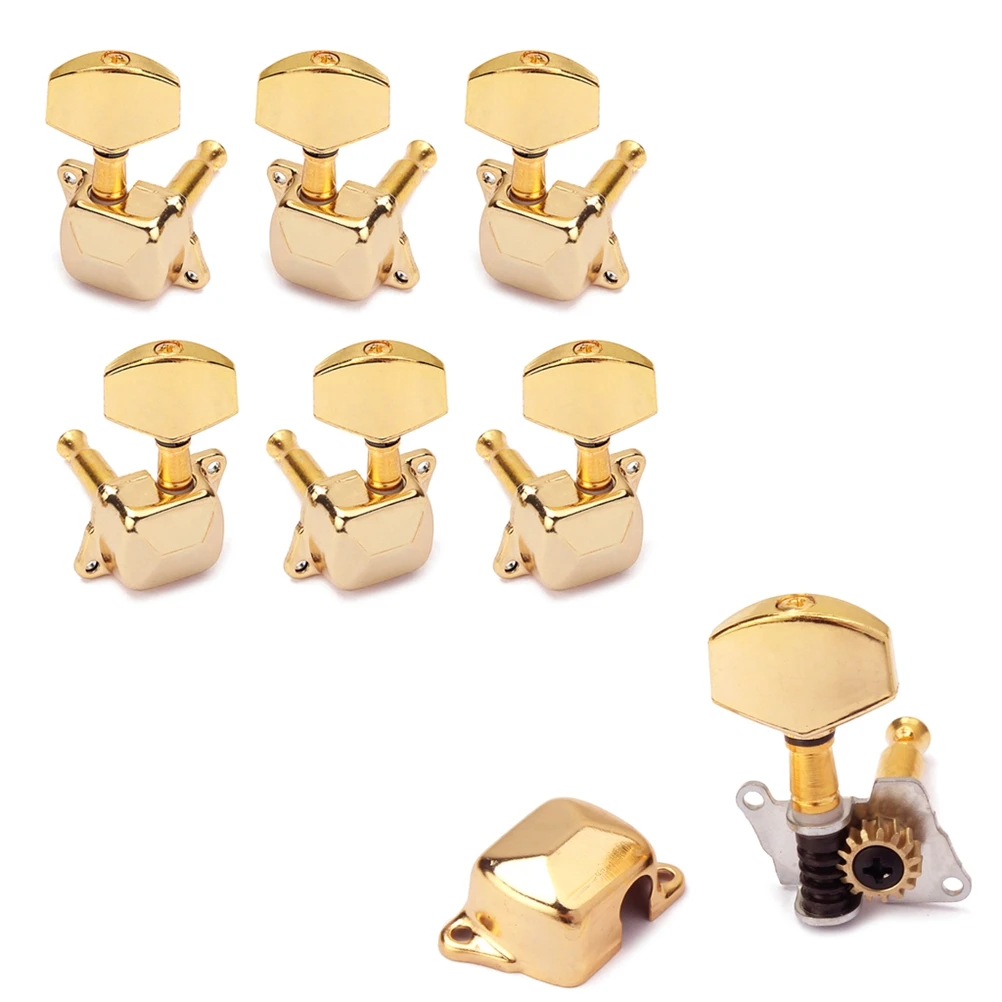 

6 pcs Golden Guitar Tuning Pegs Semi Closed Machine Vintage Metal Set 3L Acoustic Locking Keys Replacement Parts Screws