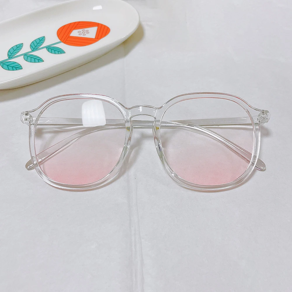 Large Frame Blush Gradient Anti Blue Light Glasses Plastic Frame Cute Girl Makeup-free Glasses Full Frame Eyewear Myopia Frames