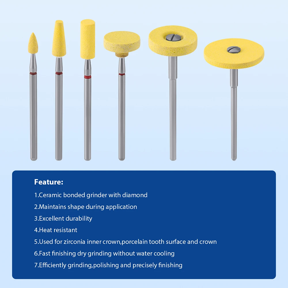 AZDENT مختبر الأسنان تلميع السيراميك الماس طاحونة الملمع لزركونيا الخزف طحن بدقة التشطيب أدوات طب الأسنان
