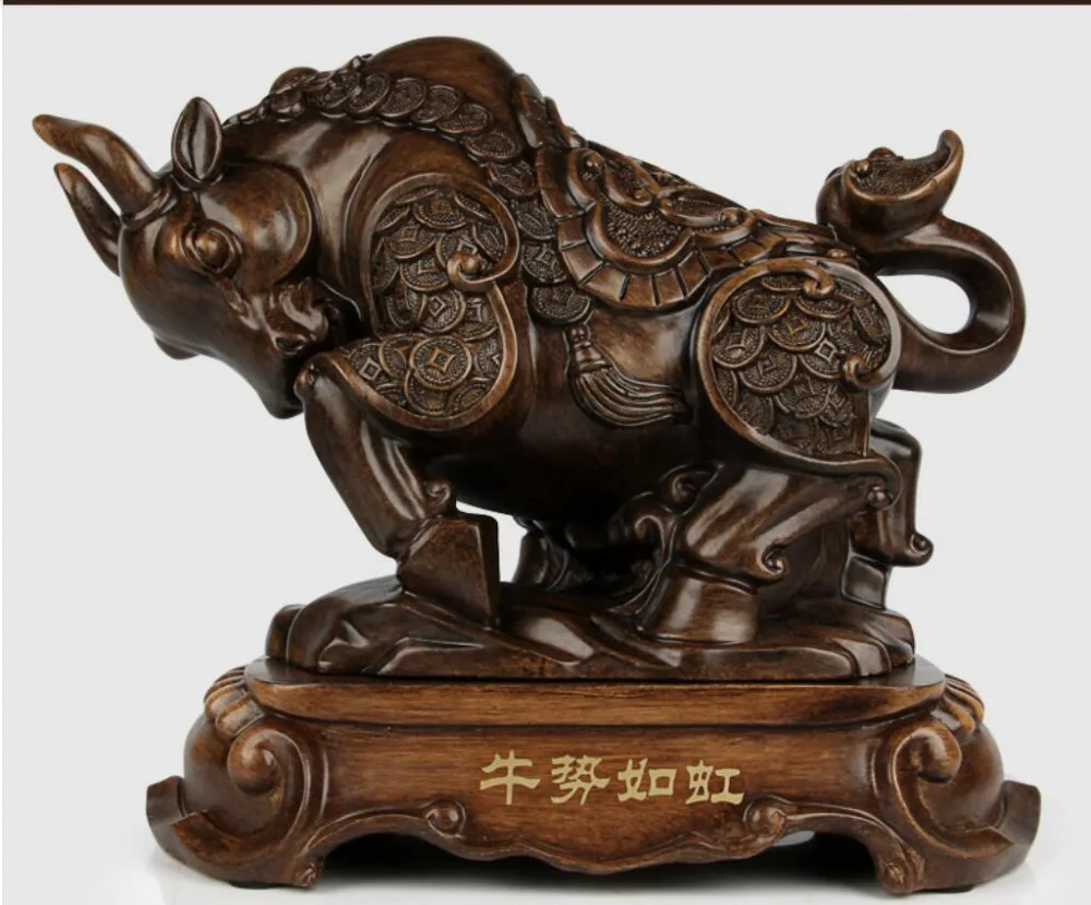 

Sandalwood color resin animal Recruitment Crafts cattle Bull Handicraft ornaments for living Living Room Craft Decoration home