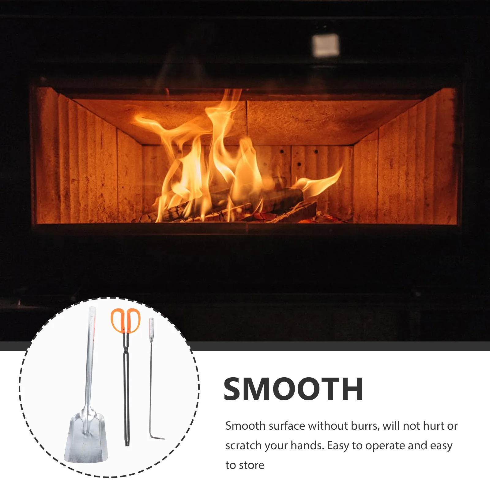 

1 set 1 Set Fireplace Tools Set Shovel Fire-Poker Fire Hook For Bbq Home Use Heavy Duty Wear Resistant Iron Shovel Portable