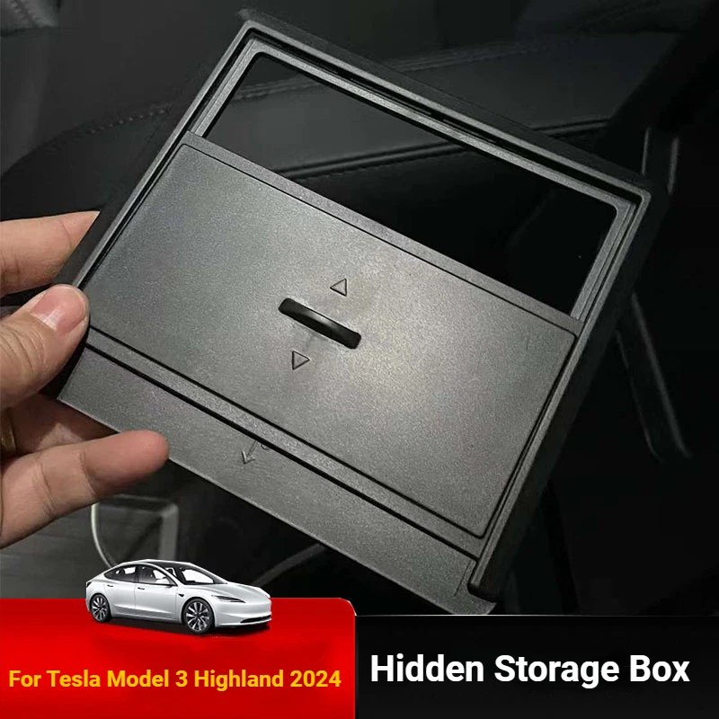 

For Tesla New Model 3+ Hidden Storage Box Center Console Organizer Armrest Holder Box 2024 New Model3 Highland Car Accessories