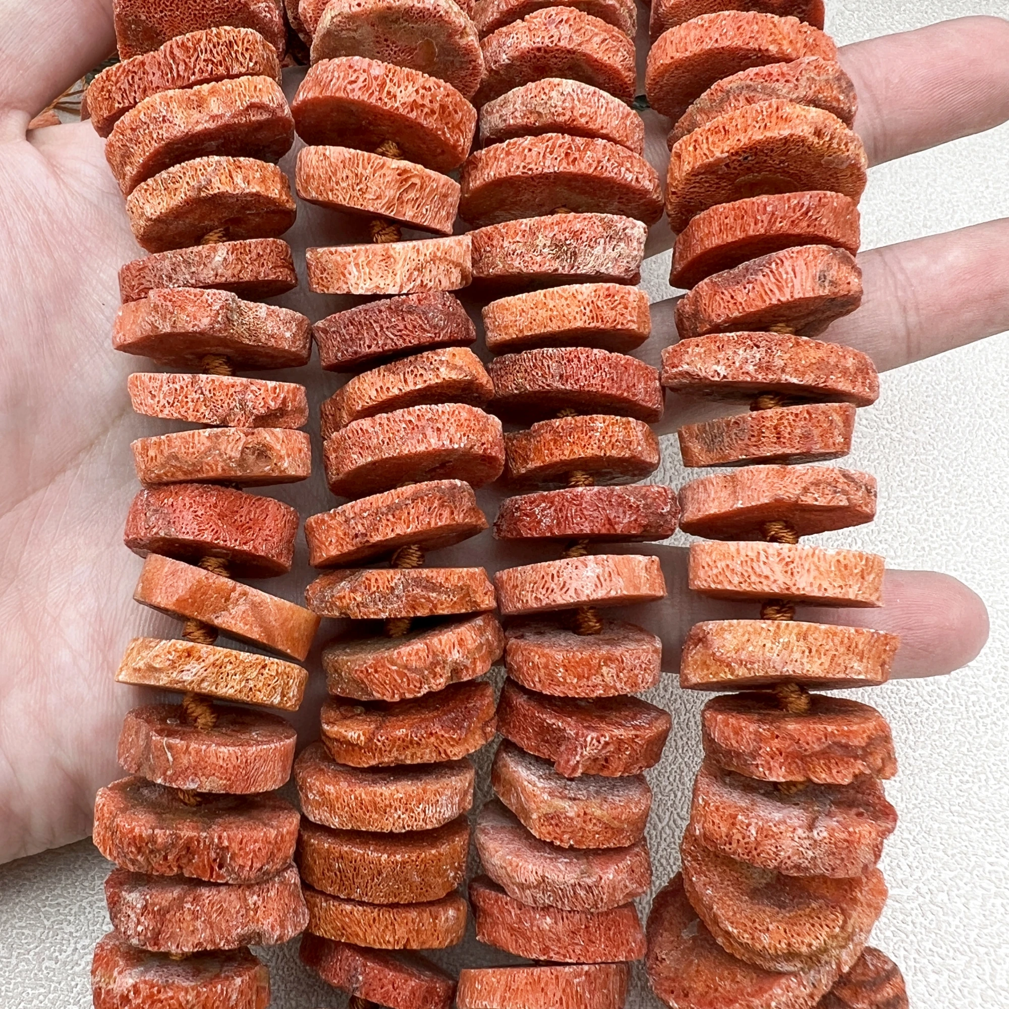 

Center Drilled Irregular Large Natural Red Coral Slice Wheel Beads For DIY Jewelry Making MY250501