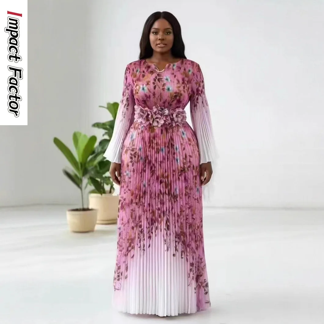 

Miyake элегантное африканское платье, свободное осеннее платье, новое темпераментное модное длинное платье со знаменитостями на талии, женская одежда