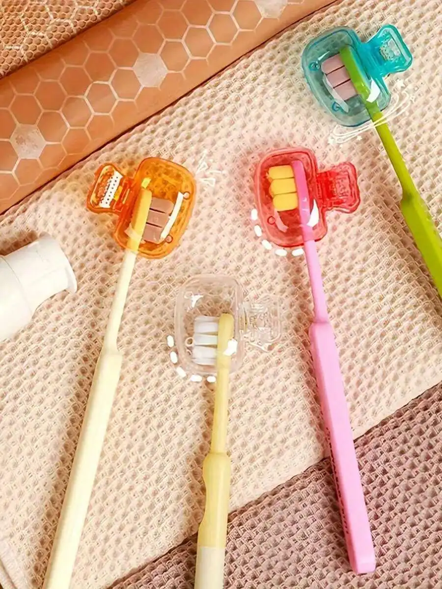 Travel Toothbrush Head Protector Set, Plastic Toothbrush Protective Case, Toothbrush Storage Clip - Detail 1