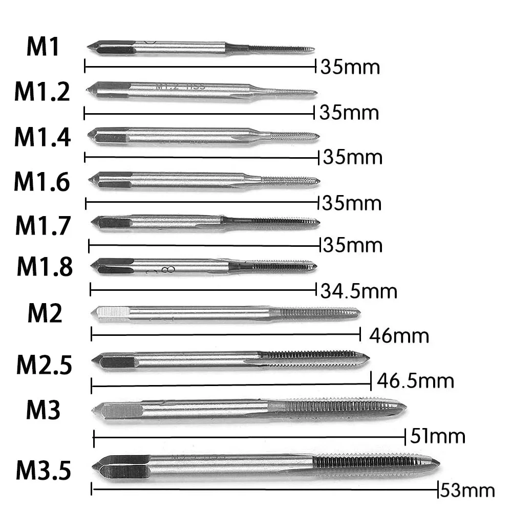 10Pcs Hss micro taps clock and mini tap combination Straight Flute Coarse Thread Design