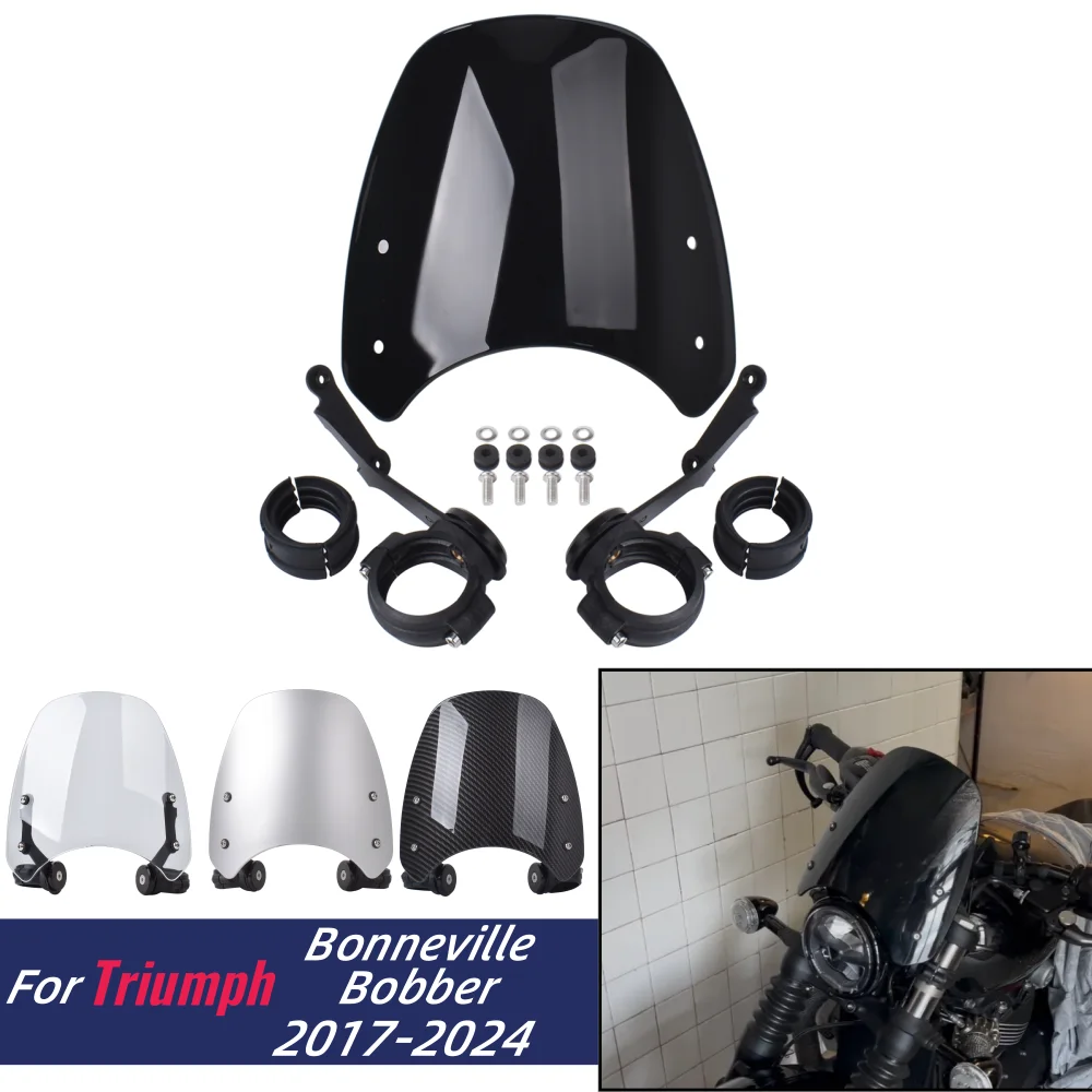 

Лобовое стекло мотоцикла для Triumph Bonneville Bobber 2017-2025 2024, дефлекторы ветра, аксессуары для переднего экрана двигателя