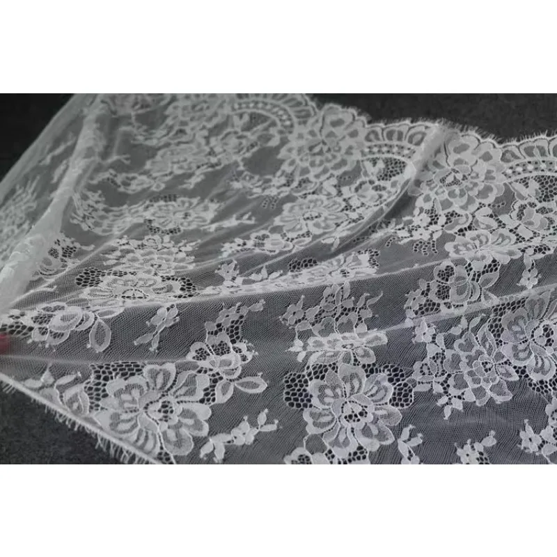 (1 yards/roll)Lace fabric 2024 high quality flowers unilateral eyelashes DIY wedding dress shawl patchwork garment accessories