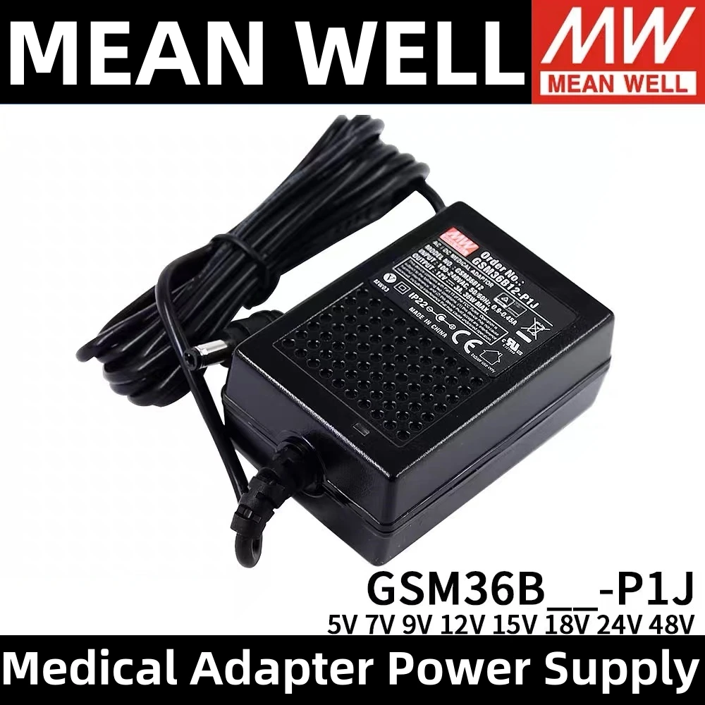 MEAN WELL GSM36B05-P1J GSM36B07-P1J GSM36B12-P1J GSM36B18-P1J GSM36B24-P1J Medical Adapter Power Supply 36W AC-DC medical type