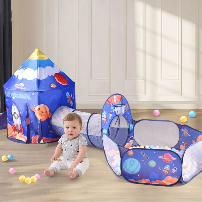 3 in 1 Portable Kids Tent Children\'s Camping Tent Ocean Ball Pool Pop-up Tent Kids Beach Tent Baby Crawling Tunnel Play House