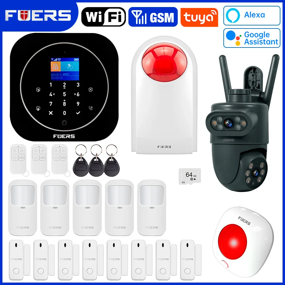 

FUERS G12 Tuya WIFI GSM Alarm System Wireless Home Business Burglar Security Alarm System 433mhz Motion Detector PIR Sensor