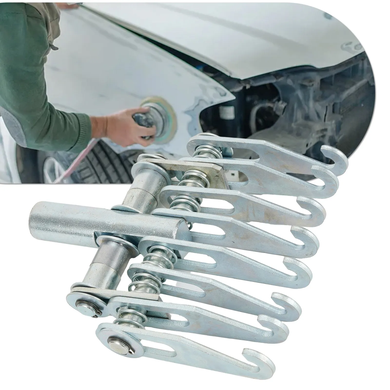 Auto Body Dent Puller Claw Hook Featuring 8 Adjustable Fingers and Spring Design Suitable for Slide Hammer Sheet Metal Repair