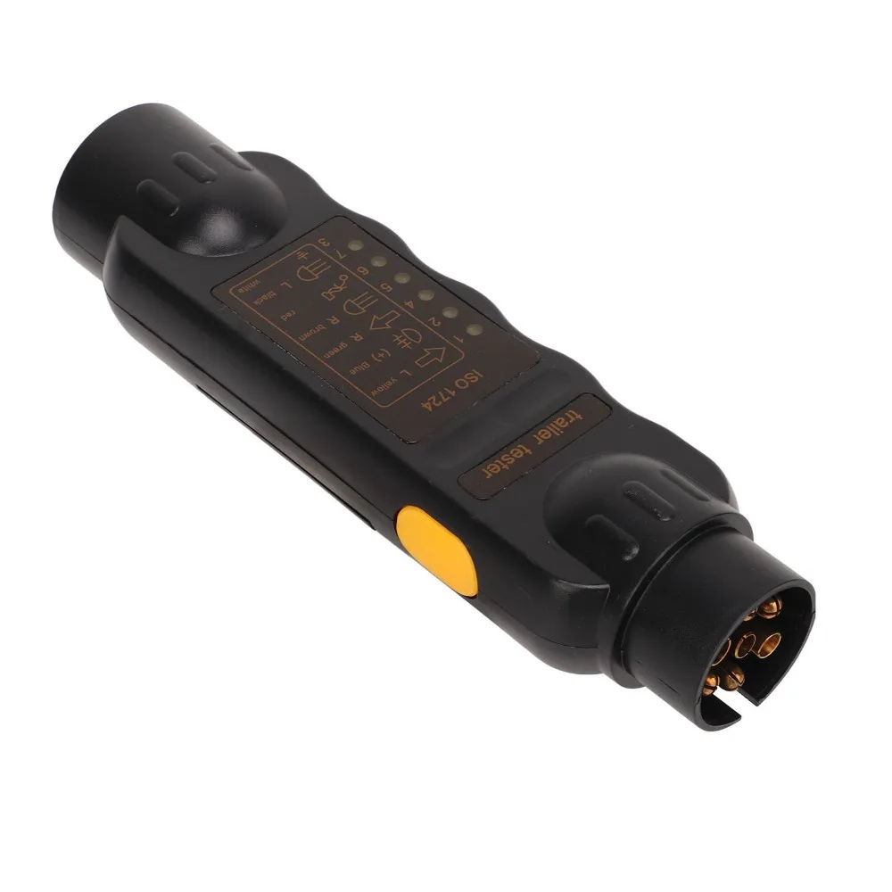 Electrical Tool 7 Pin Tester Trailer Socket Tester Black Label Circuit Light Test Tool Plug Circuit Tester Truck