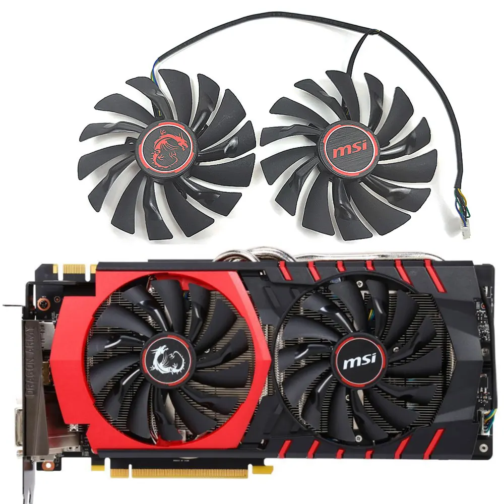 NOWY WENTYLATOR KARTY GRAJĄCEJ PLD10010S12HH GTX 980 ， Dla MSI R9 390 ， R9 380 ， R7 370 ， GTX 980 980Ti 970 960 950 GAMING Wentylator chłodzący kartę graficzną