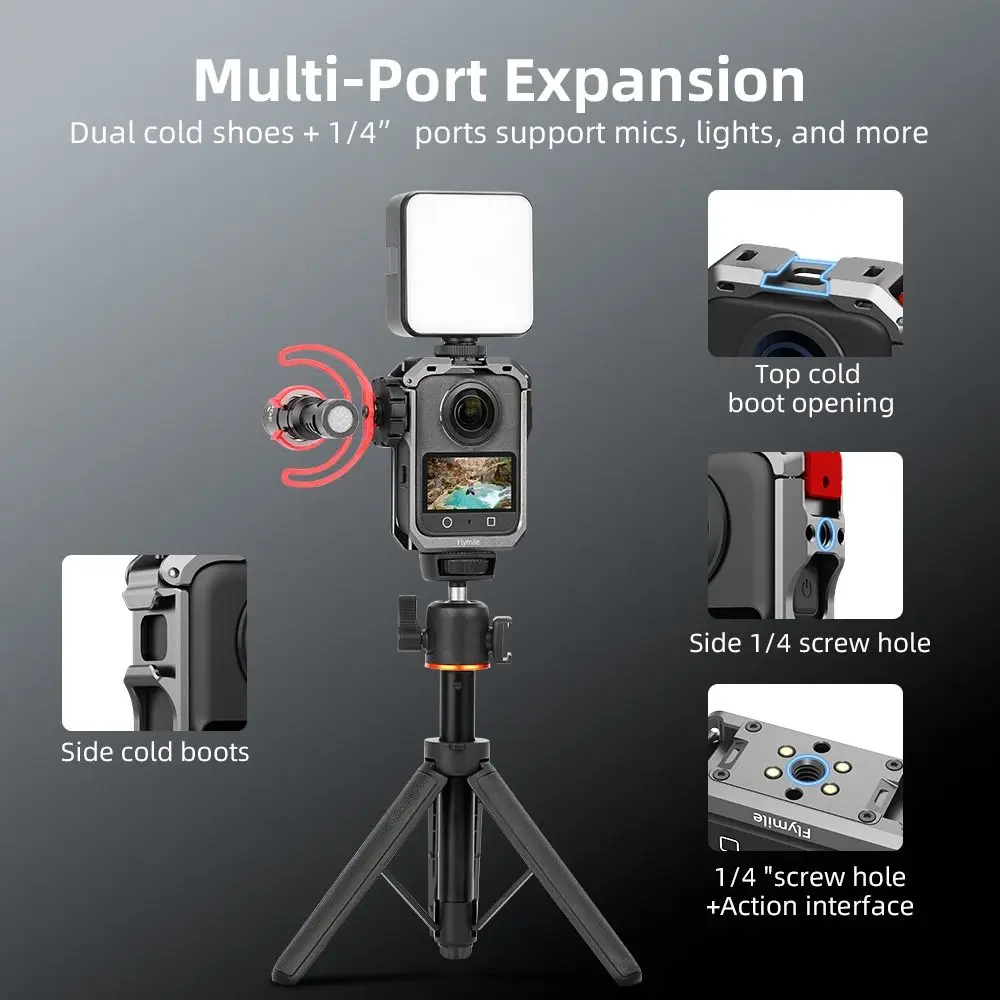 Protective Frame Case For DJI OSMO 360 Quick Release Metal Cage Cold Shoe Mount Aluminium Alloy Shell for DJI OSMO 360 Accessory