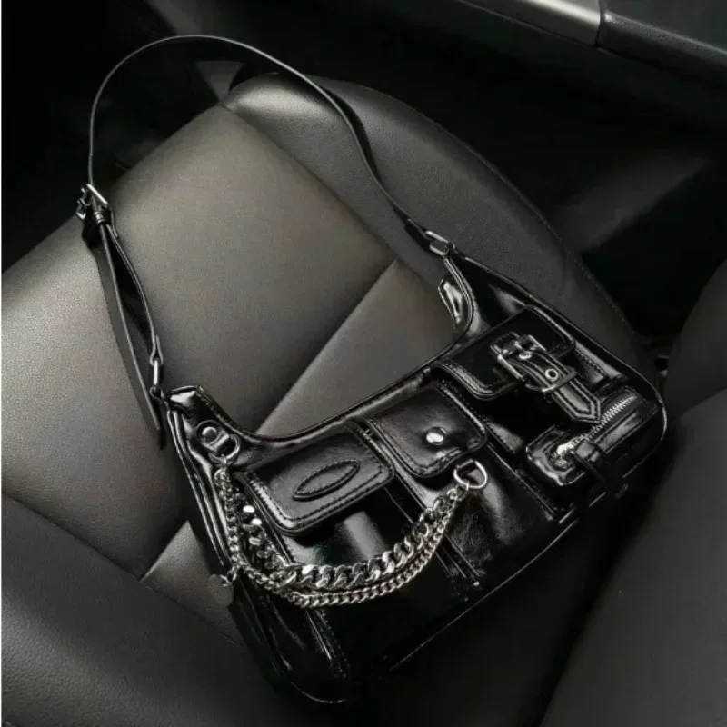 ​New Y2K Korean Harajuku Vintage Gothic Black Hand Bag Aesthetic Elegant Punk Wallet Purse Handbags Shoulder Trend Tote Bags