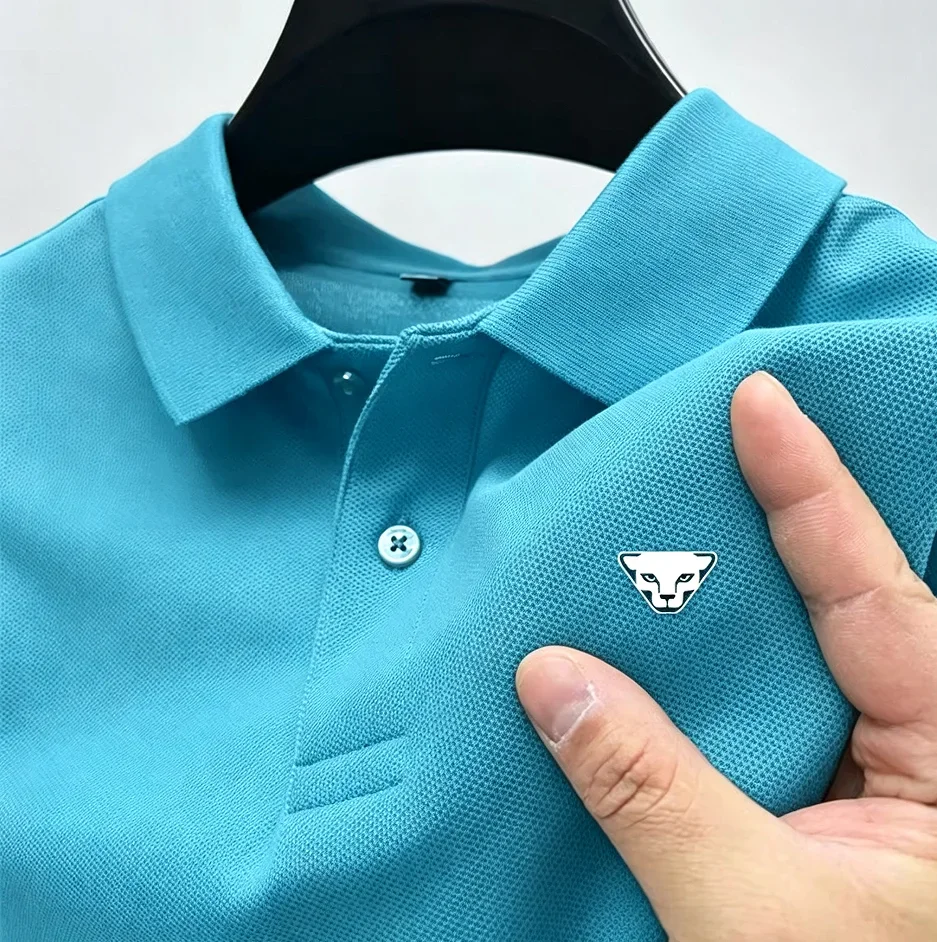 Herren Sommer High-End Bedrucktes Golf-Poloshirt mit Kragen, Einfarbig, Atmungsaktiv, Büro-Casual, Hochwertige Herrenbekleidung – Detail 6
