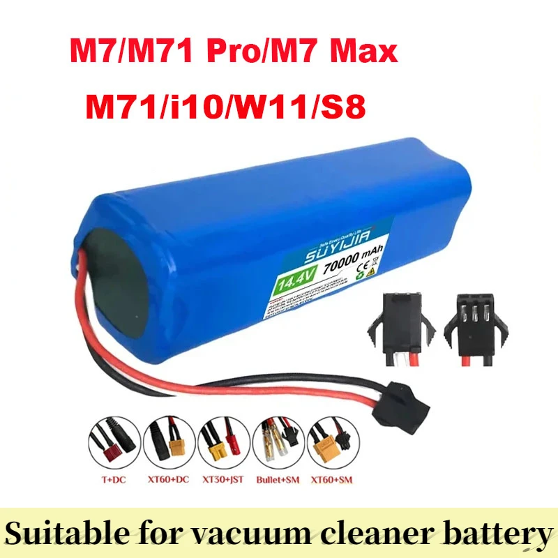 

18650 4S2P Rechargeable Li-ion Battery Pack 14.4V Large Capacity 7000mAh for Pusanik M7 MAX Pro Robot Vacuum Cleaner Drone